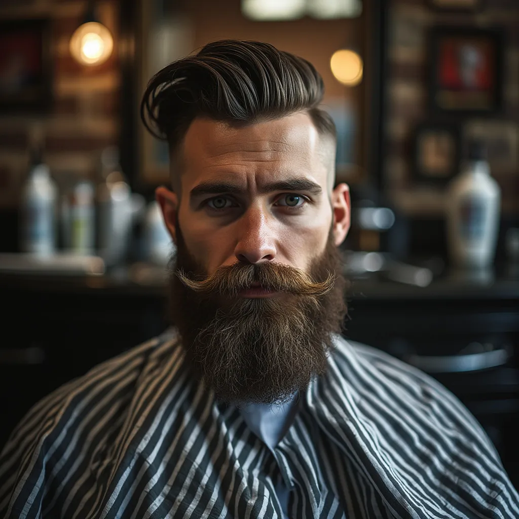 Interior moderno de barbería con clientes satisfechos